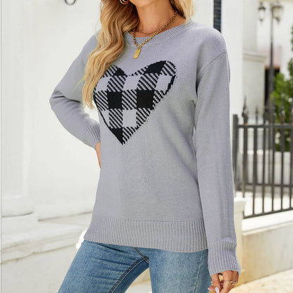 Loose Plaid Love Sweaters