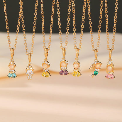 Fairy Princess Necklace Women's Fashion Colorful Zircon