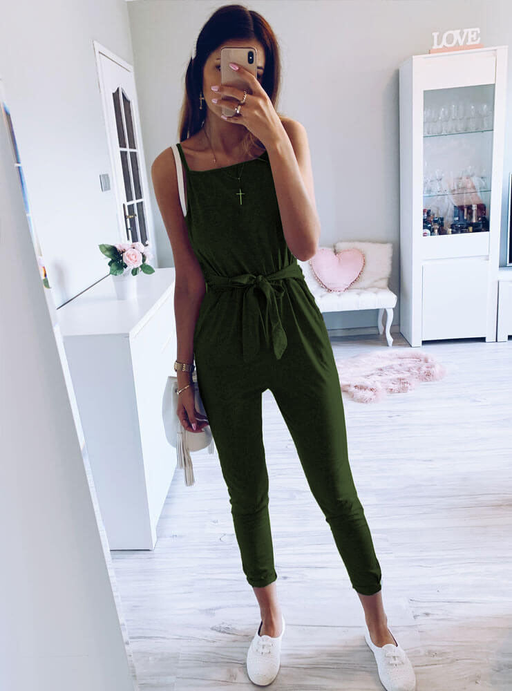 Lässiger rückenfreier Sling-Jumpsuit mit Schnürung