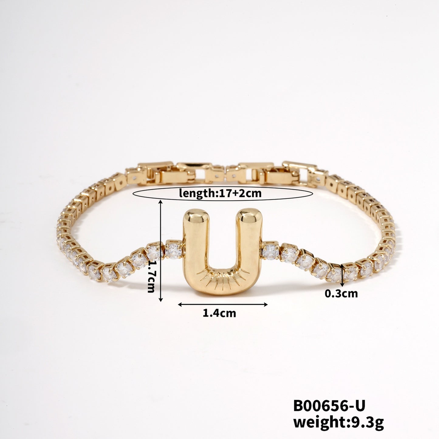 Buckle English Letter Bracelet Female Zircon