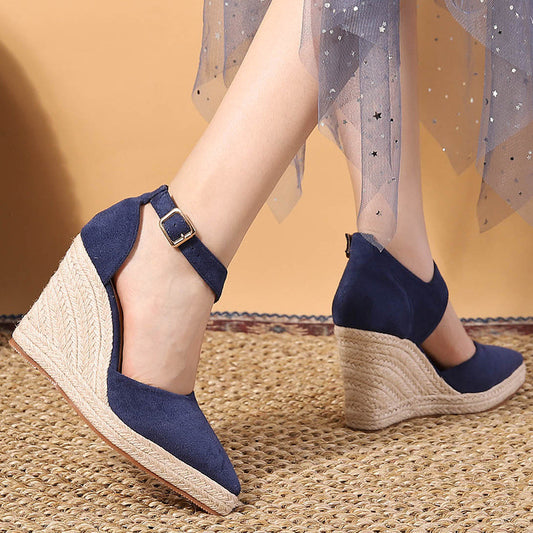 Pointed Toe Wedge Pumps Hollow Shoes