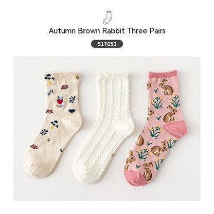 Cartoon Mid Tube Trendy Cotton Women's Socks