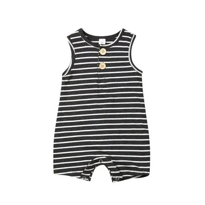 Gestreifter Baby-Strampler: Ärmelloses Sommer-Outfit