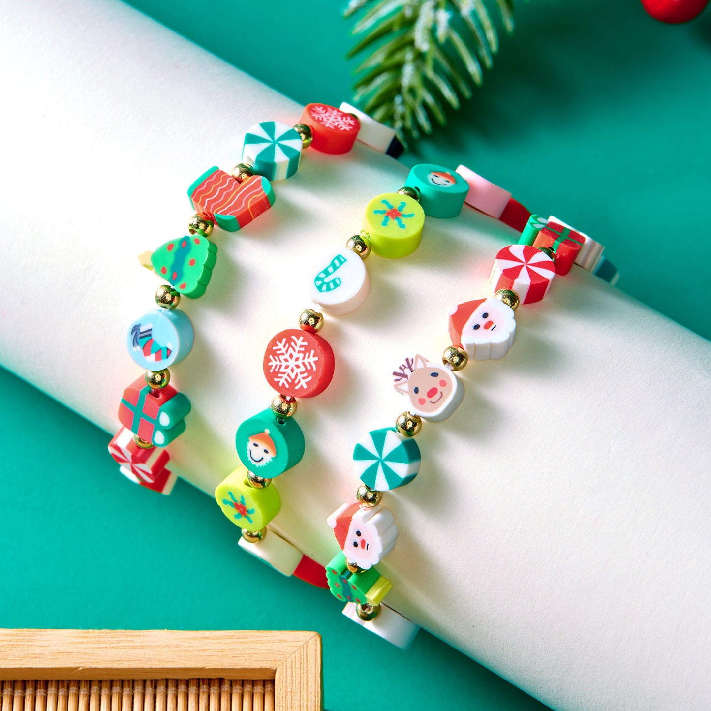 Christmas Bracelet Women's Snowman Polymer Clay