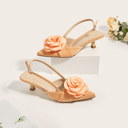 Flower Decoration Kitten Heel Shoes