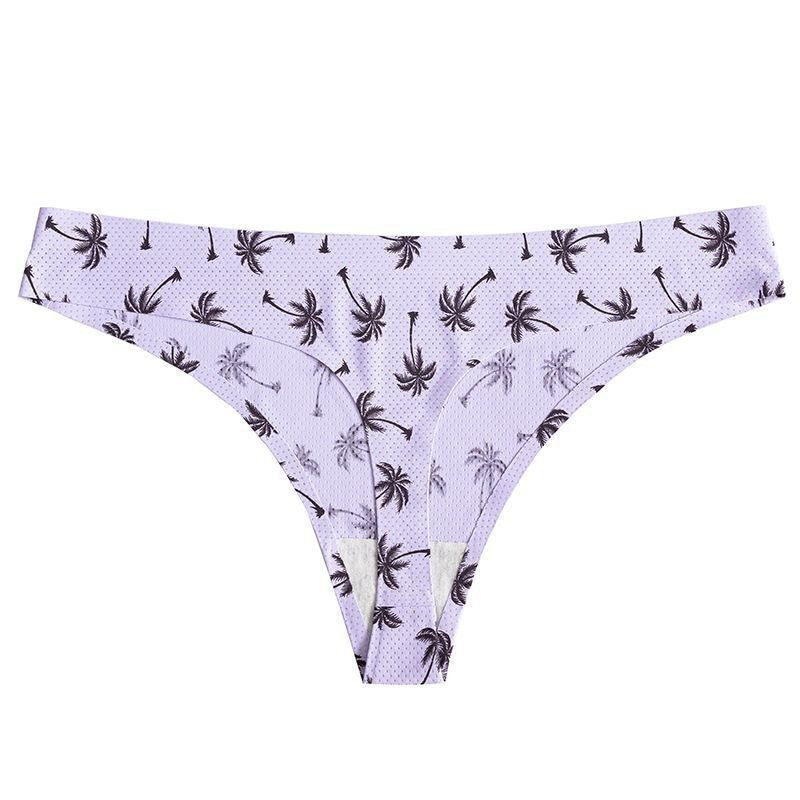 Flower printed low waist thong women