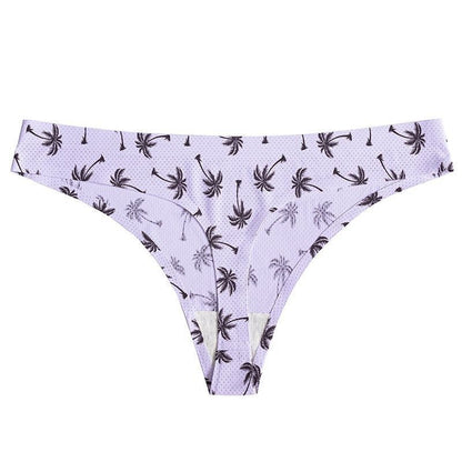 Flower printed low waist thong women