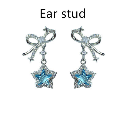 Full Diamond Blue Star Ear Studs