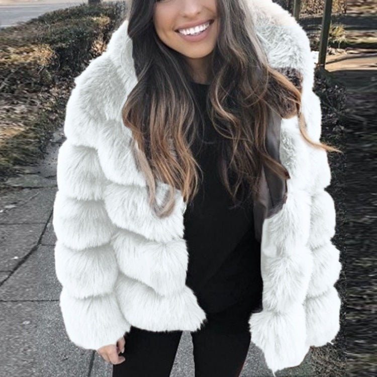 Luxury winter warm fluffy faux fur coats