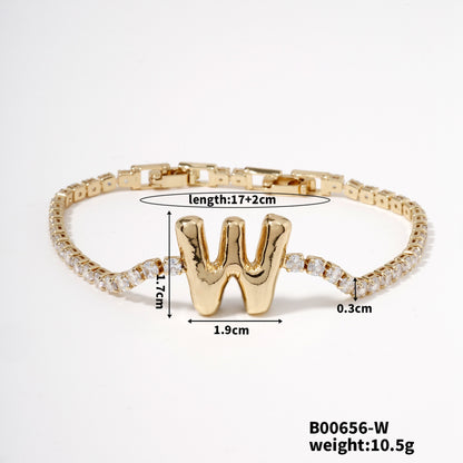 Buckle English Letter Bracelet Female Zircon