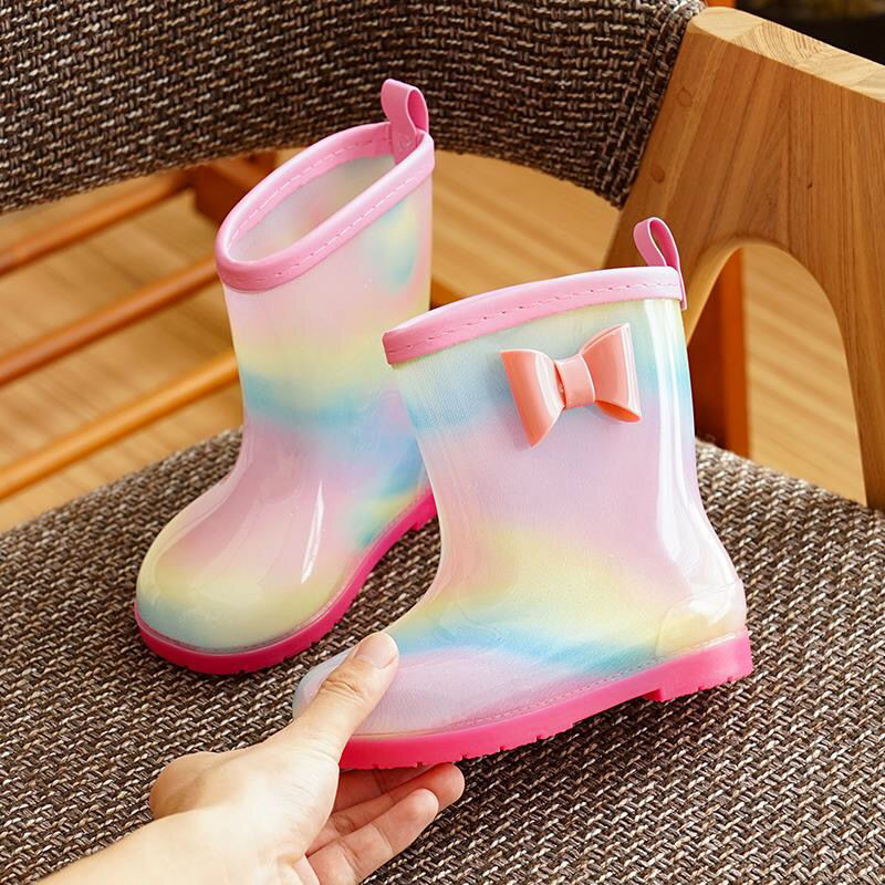 Mid-tube Rain Boots And Velvet Baby Boots