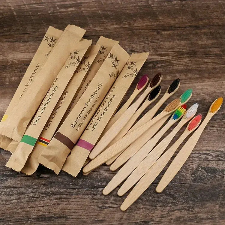 10pcs Bamboo Toothbrushes Colorful Toothbrushes