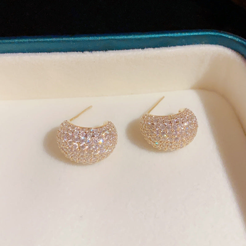 Zirconium Silver Needle Stud Earrings