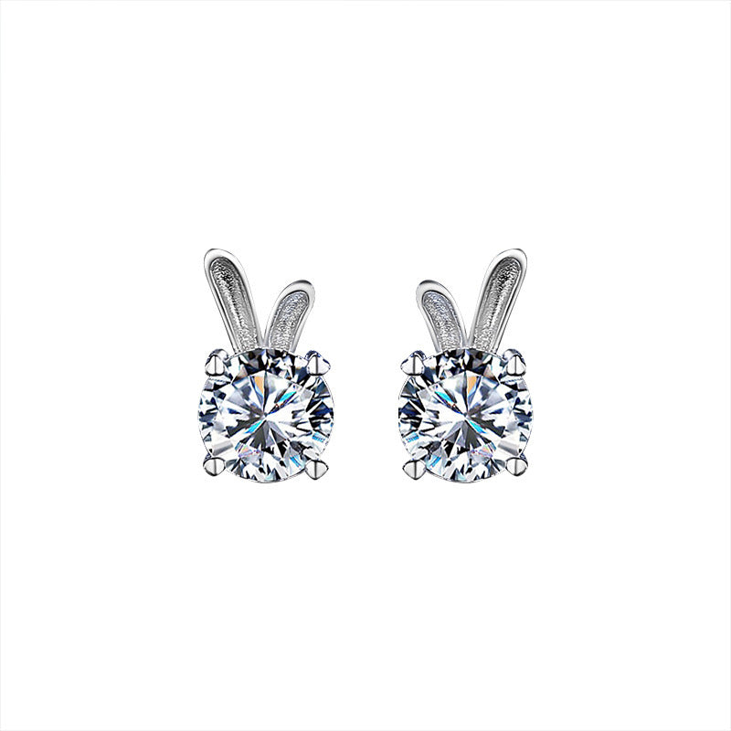 Rabbit Moissanite Sterling Silver Earrings