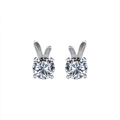 Rabbit Moissanite Sterling Silver Earrings