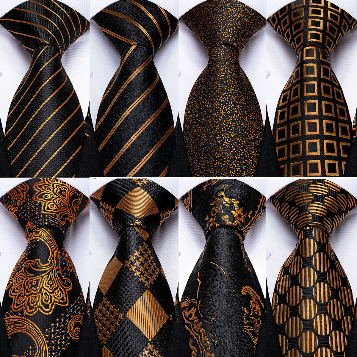 Neckties Luxury Black And Gold