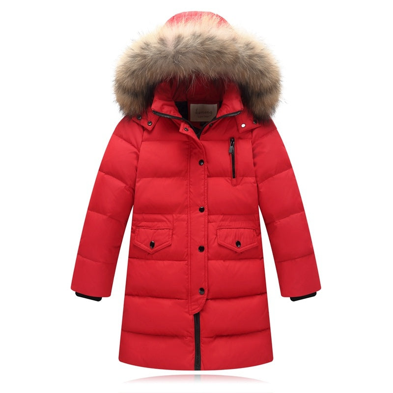 Children's Jackets Mid-length Thick Fur Collar