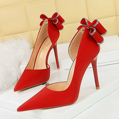 Sexy Low-cut Pointed Toe Rhinestone Stiletto Heels