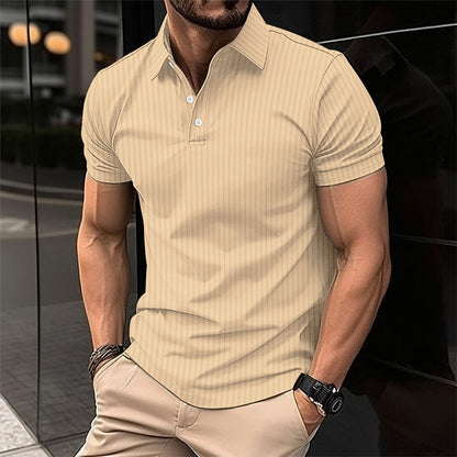 Elastic Vertical Short-sleeved Polo Shirts