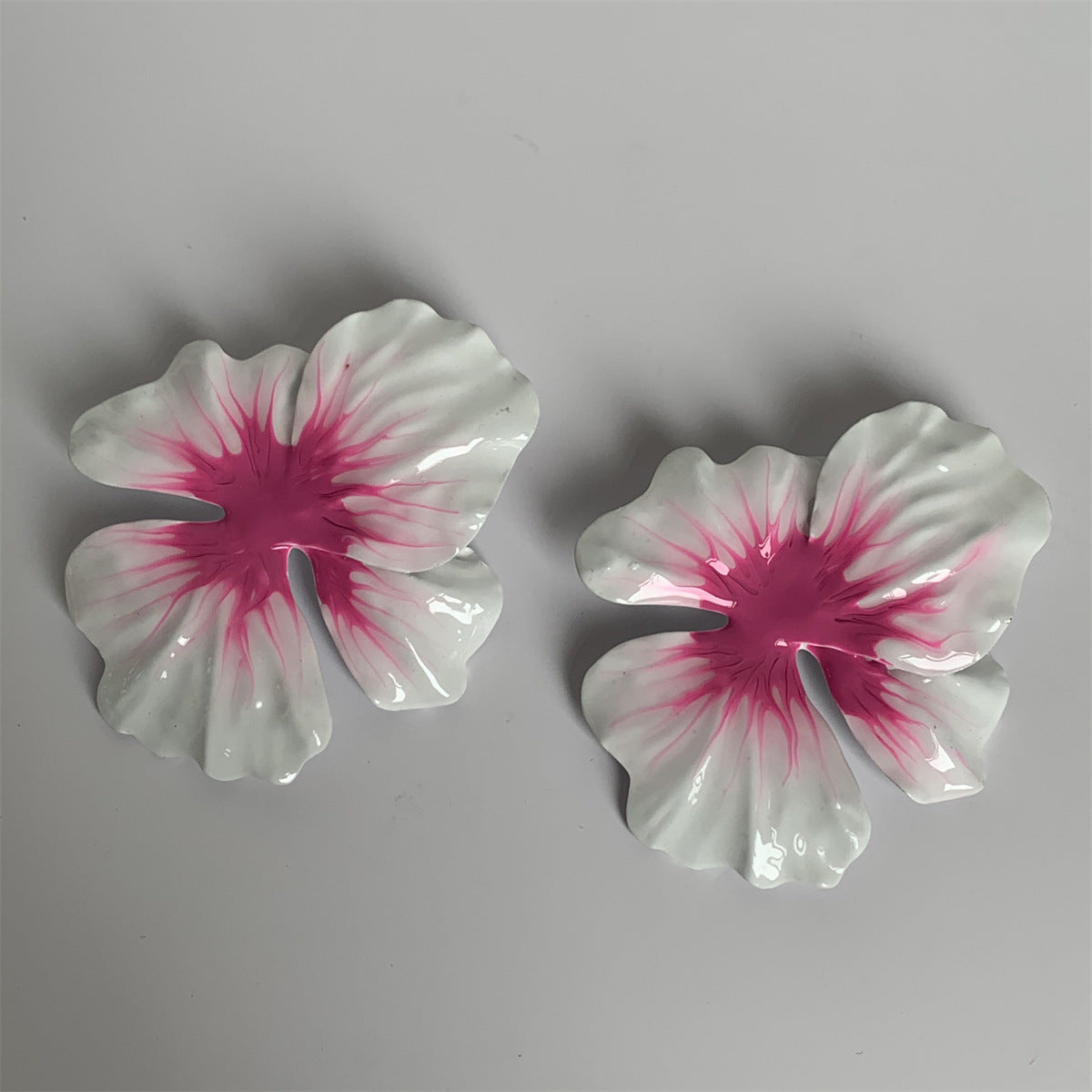 Multicolor Oildrop Spray Paint Large Flower Earrings