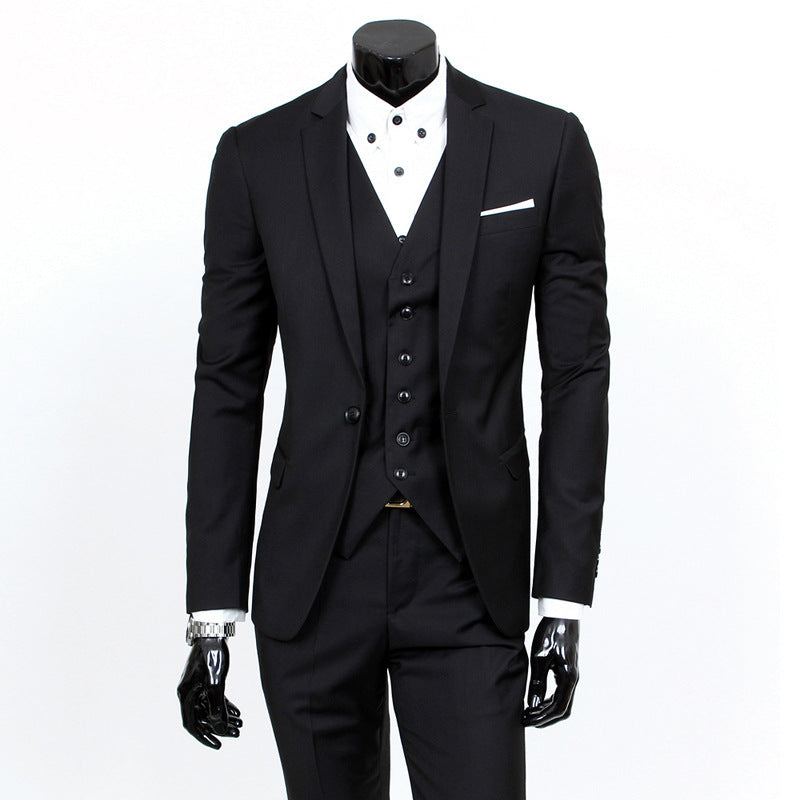 Suit Set Three-piece Set Slim-fit Korean Formal Wear