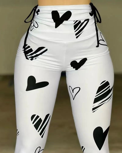 Heart Print Yoga Sports Fitness Leggings