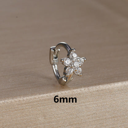 Micro Inlaid Zircon Edge Buckle Flower Purple Earrings