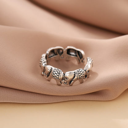 Minimalism Retro Personality Baby Elephant Open Ring