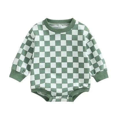 Baby Checkered Print Bubble Rompers Onesie