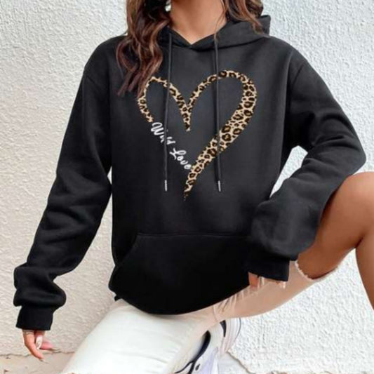 Love Pattern Printed Pullovers College Style