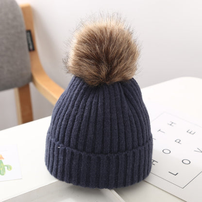 Baby Hat Autumn And Winter Baby Woolen Cap Big Fur Ball