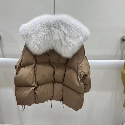 Short Loose Big Fur Collar Duck Down Jackets