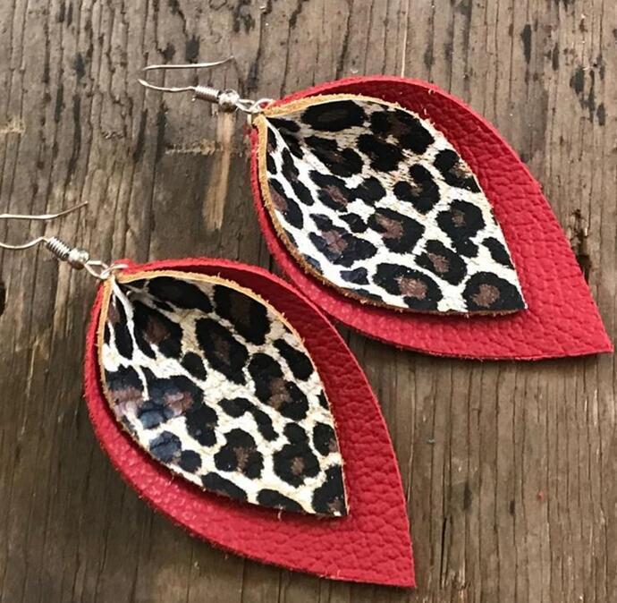 Multilayer leopard print earrings