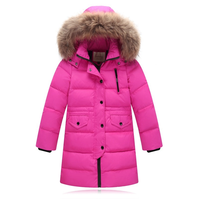 Children's Jackets Mid-length Thick Fur Collar