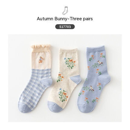 Cartoon Mid Tube Trendy Cotton Women's Socks