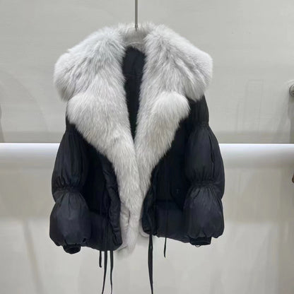 Short Loose Big Fur Collar Duck Down Jackets