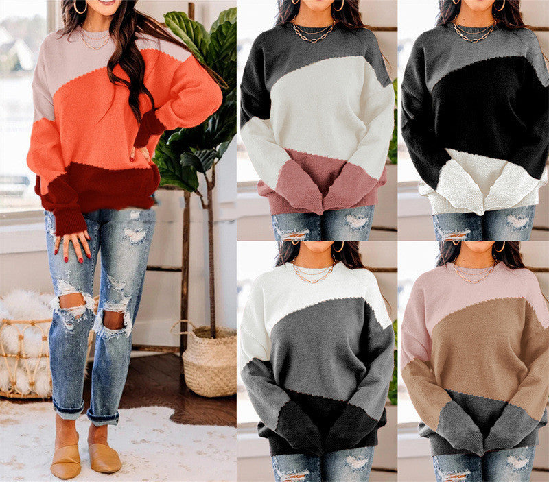 Round Neck Striped Sweaters