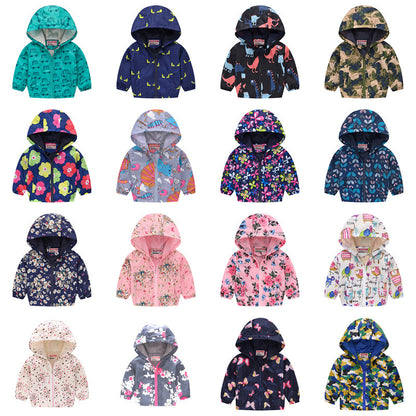 Hooded jackets with print pattern