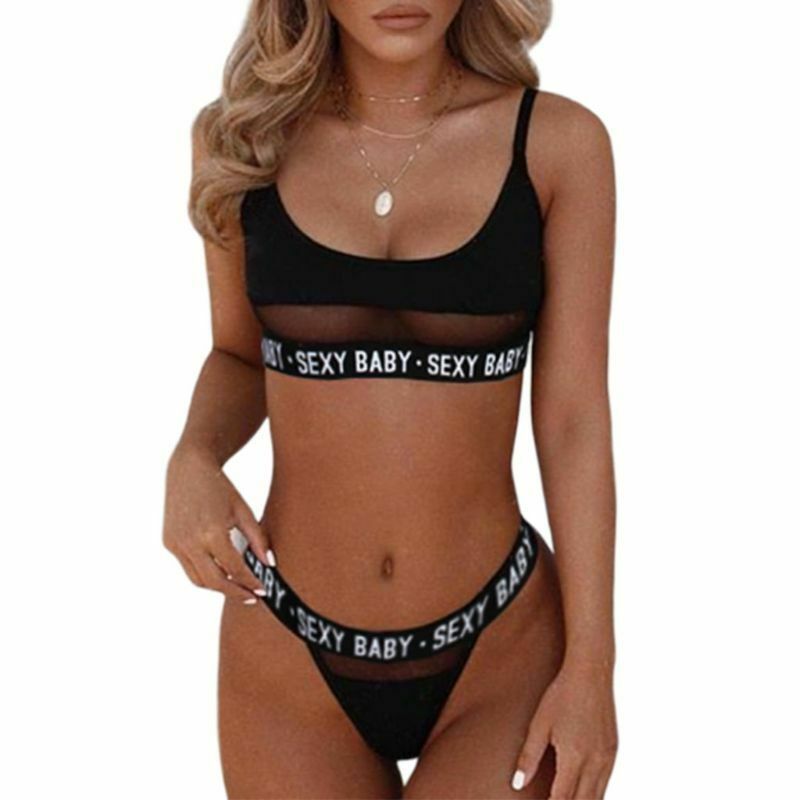 Bikinis divididos con letras caladas sexys