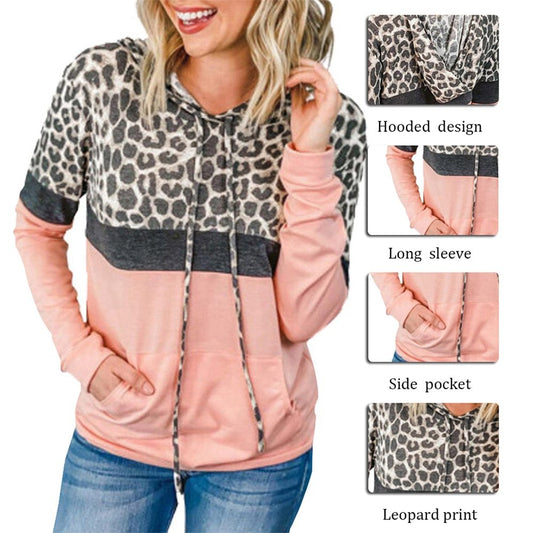 Leopard print stitching sweater women