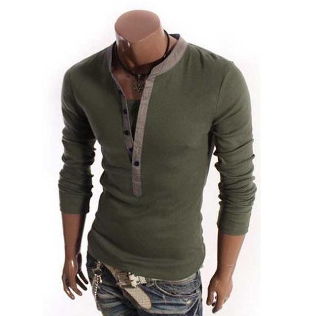 Camisetas con cuello en V para hombre de estilo británico