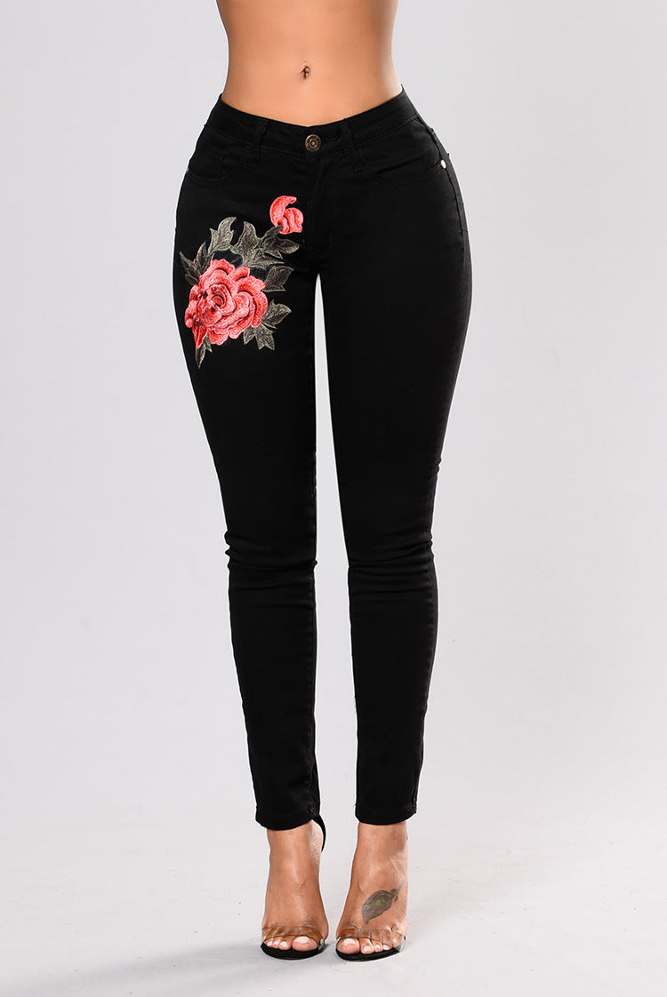 Black jeans embroidered