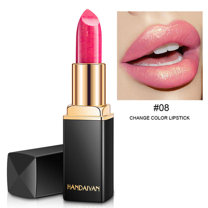 Pearlescent color change temperature change lipstick