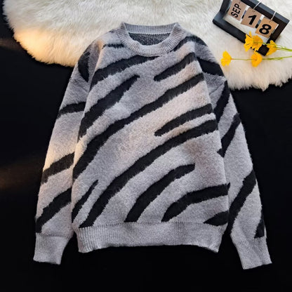 Zebra Pattern Irregular Sweater