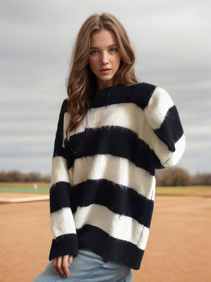 Striped long sleeve sweaters