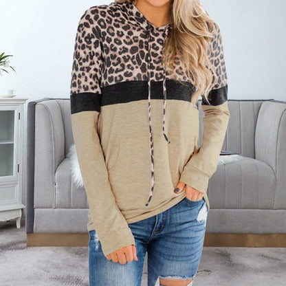 Leopard print stitching sweater women