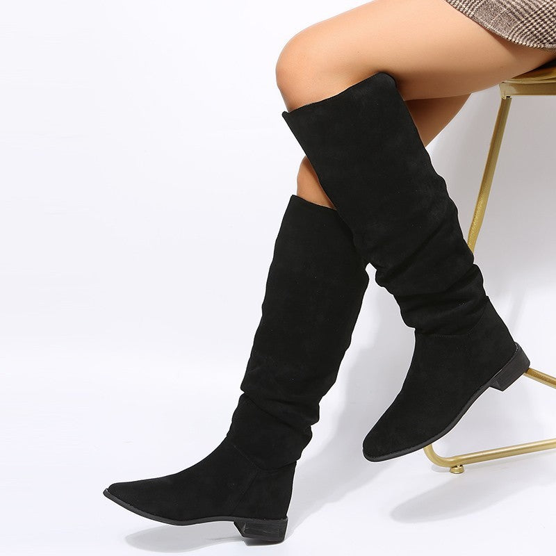 Suede Flat Over-the-knee Boots