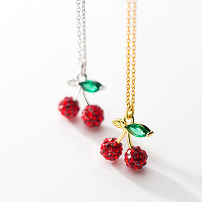 Inlaid Zircon Cherry Necklaces