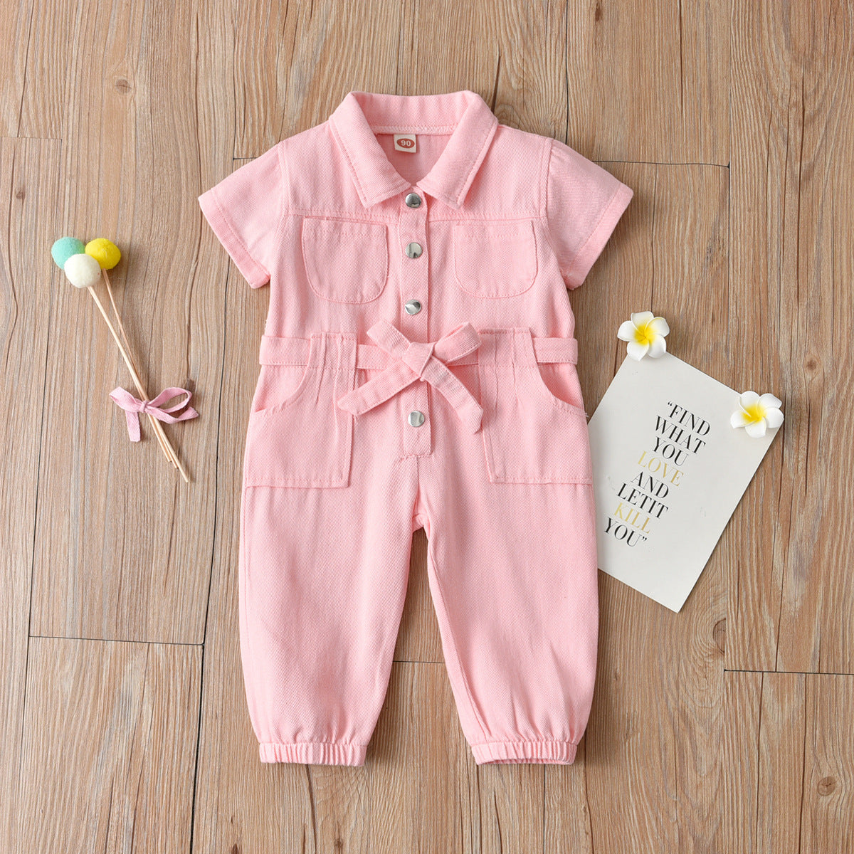 1-5 Years Kids Girls Casual Jumpsuits Solid Color