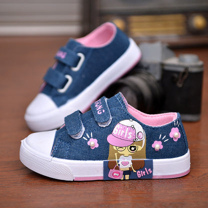 Children's Shoes Girls' Canvas Shoes Baby Sneakers Cowboy Breathable